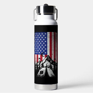 Funny Camping Wandern über Amerikanische Flagge Trinkflasche