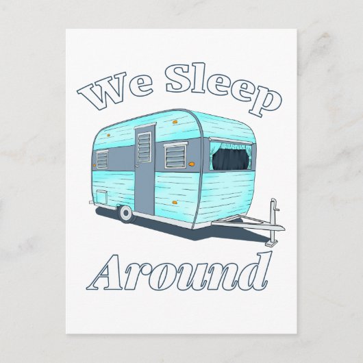 Funny Camping wir schlafen um RV Postkarte (Vorderseite)