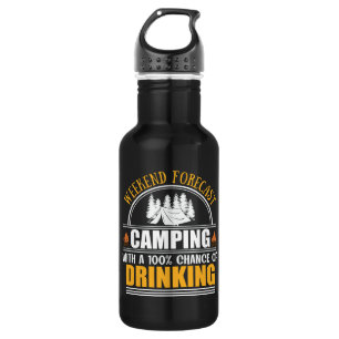 Funny Camping Zitat Edelstahlflasche