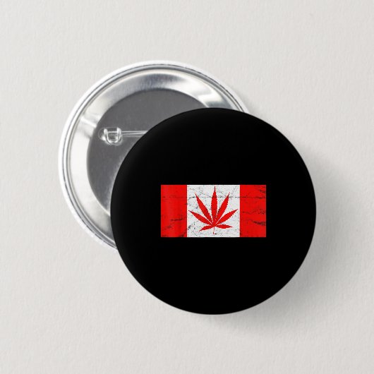 Funny Canada &amp; Weed Leaf! Canadian New Flag Jo Button (Vorne & Hinten)