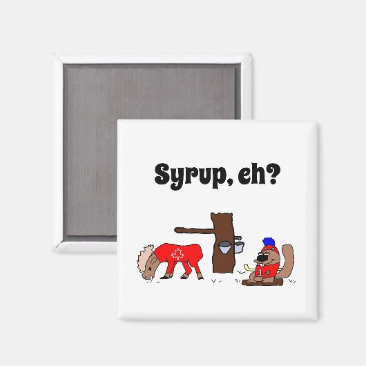 Funny Canada Elch und Biber mit Ahornsirup Magnet (Vorderseite/Rückseite)