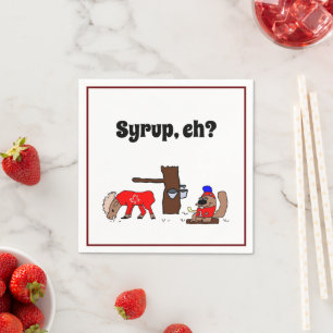 Funny Canada Elch und Biber mit Ahornsirup Serviette