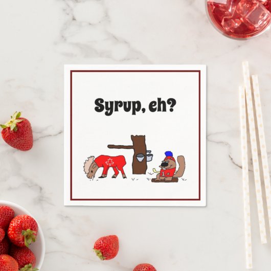 Funny Canada Elch und Biber mit Ahornsirup Serviette (Beispiel)