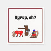 Funny Canada Elch und Biber mit Ahornsirup Serviette (Vorderseite)
