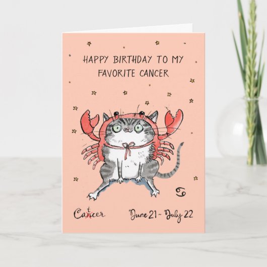 Funny Cancer card Zodiac Cat Star Sternzeichen Hor Karte (Vorderseite)