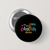 Funny Cancun Mexico Palm Tree Farbige Typografie Button (Vorne & Hinten)
