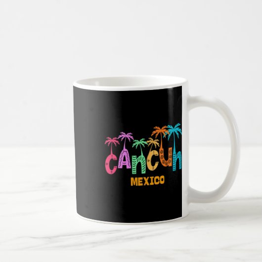 Funny Cancun Mexico Palm Tree Farbige Typografie Kaffeetasse (Rechts)