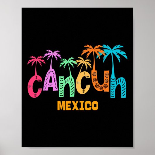 Funny Cancun Mexico Palm Tree Farbige Typografie Poster (Vorne)