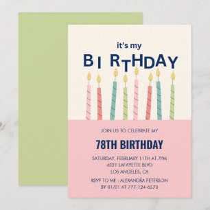 Funny Candle Pink Green 78. Geburtstag Einladungen