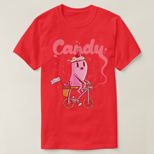 Funny Candy auf einem Fahrrad T-Shirt (Design vorne)