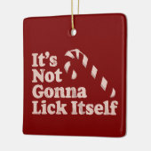 Funny Candy Cane Lick Itself Weihnachten Keramikornament (Links)