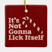 Funny Candy Cane Lick Itself Weihnachten Keramikornament (Vorderseite)