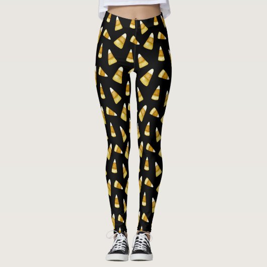 Funny Candy Corn Oktober Halloween-Party Black Leggings (Vorderseite)