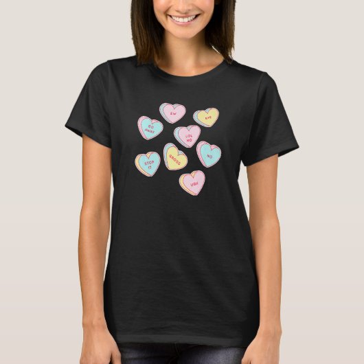 Funny Candy Heart Messages Premium T-Shirt (Vorderseite)