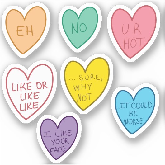 Funny Candy Hearts Stickers Aufkleber (Vorderseite)
