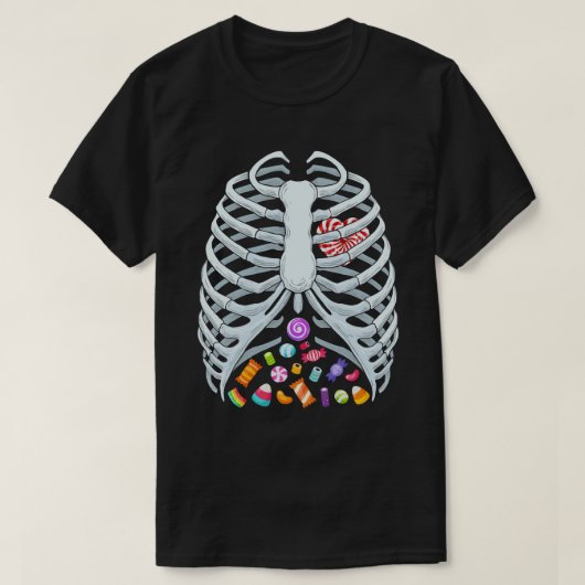 Funny Candy Skeleton Rib Cage Halloween Costume T-Shirt (Design vorne)