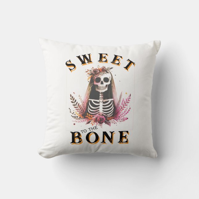 Funny Candy Skull Halloween Throw Kissen (Vorderseite)