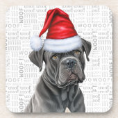 Funny Cane Corso Dog Woof Word Art Holiday Getränkeuntersetzer (Vorderseite)