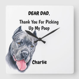 Funny Cane Corso Vater Frische Pasta machen  Quadratische Wanduhr