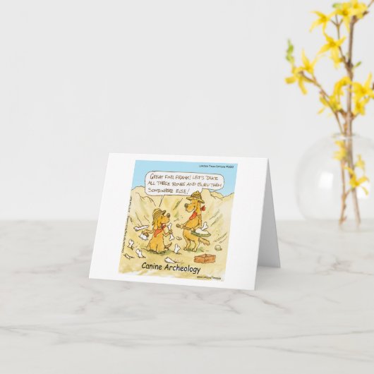 Funny Canine Archeology Comic Karte (Gelbe Blume)
