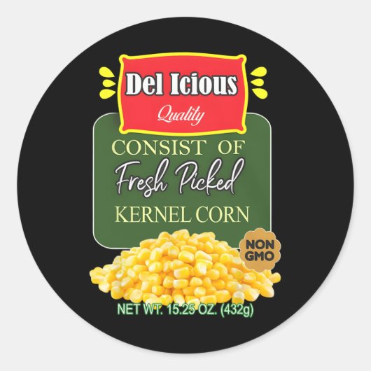 Funny Canned Kernel Mais Halloween Matching Group Runder Aufkleber (Vorderseite)