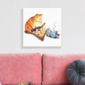Funny Canvas Print Cat and Mouse Playing Schach Leinwanddruck (Insitu (Wohnzimmer))