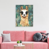 Funny Canvas Print Happy Curious Llama - Malerei Leinwanddruck (Insitu (Wohnzimmer))