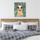 Funny Canvas Print Happy Curious Llama - Malerei Leinwanddruck (Insitu (Schlafzimmer))