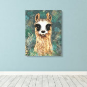 Funny Canvas Print Happy Curious Llama - Malerei Leinwanddruck (Insitu (Holzboden))