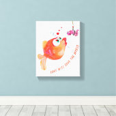 Funny Canvas Print mit Fisch und Wurm - Malerei Leinwanddruck (Insitu (Holzboden))