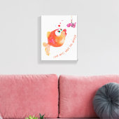 Funny Canvas Print mit Fisch und Wurm - Malerei Leinwanddruck (Insitu (Wohnzimmer))