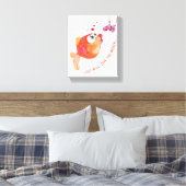 Funny Canvas Print mit Fisch und Wurm - Malerei Leinwanddruck (Insitu (Schlafzimmer))