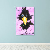 Funny Canvas Print mit In Liebe Crow Leinwanddruck (Insitu (Holzboden))