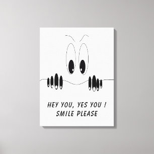 Funny Canvas Print with Curiosity Eyes - Lächeln Leinwanddruck