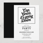 Funny Cap Gown Es geht zur Abitur Party Einladung (Vorne/Hinten)