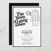 Funny Cap Gown Es geht zur Abitur Party Einladung (Vorne/Hinten)