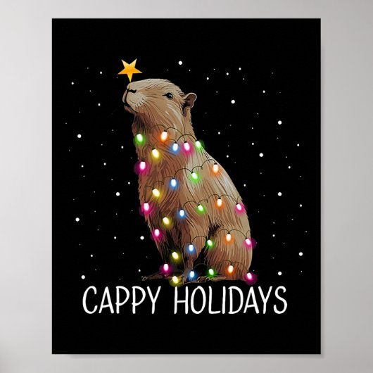 Funny Cappy Holidays Niedlich Capypara Weihnachtsf Poster (Vorne)