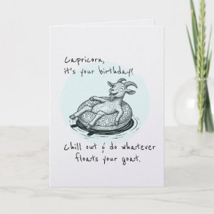 Funny Capricorn Floating Goat Zodiac Birthday Karte