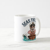 Funny Captain Design Seas the Day Nautic Kaffeetasse (VorderseiteRechts)