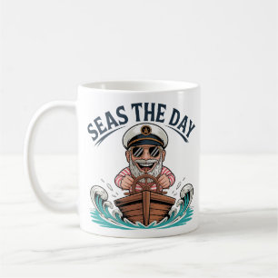 Funny Captain Design Seas the Day Nautic Kaffeetasse