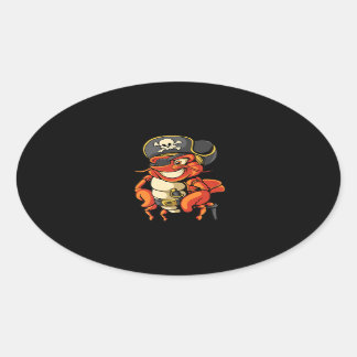 Funny Captain Lobster Pirate Piratenflagge Crustac Ovaler Aufkleber