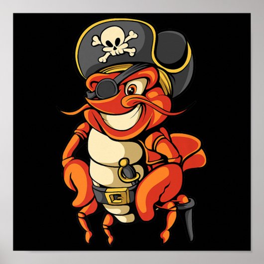 Funny Captain Lobster Pirate Piratenflagge Crustac Poster (Vorne)