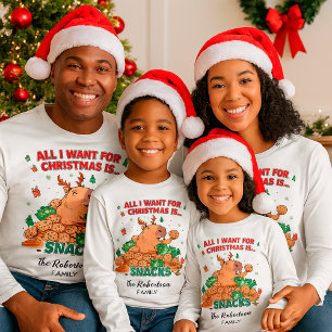 Funny Capybara Anpassbare Familienname Weihnachten T-Shirt