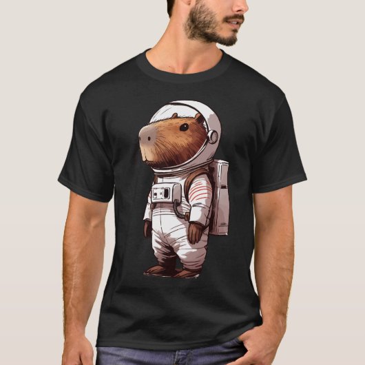 Funny Capybara Astronaut Space T-Shirt (Vorderseite)