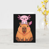 Funny Capybara Axolotl Kawaii Kids Boys Girls Anim Karte (Gelbe Blume)