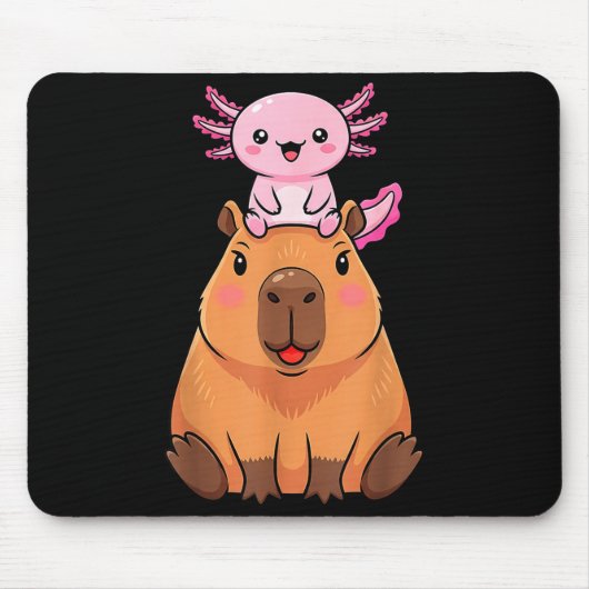 Funny Capybara Axolotl Kawaii Kids Boys Girls Anim Mousepad (Vorne)