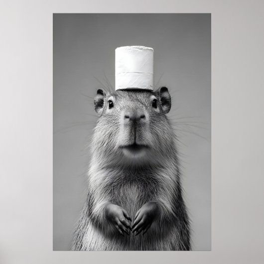 Funny Capybara Bathroom Art Print, Toilet Paper Poster (Vorne)