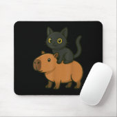 Funny Capybara Black Cat Tier Lover Mama Vater Kin Mousepad (Mit Mouse)