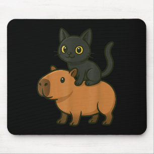 Funny Capybara Black Cat Tier Lover Mama Vater Kin Mousepad