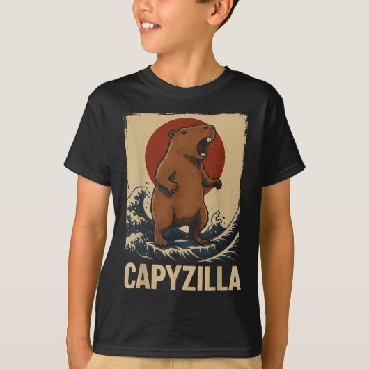 Funny Capybara Boys Girls Schule T-Shirt (Vorderseite)